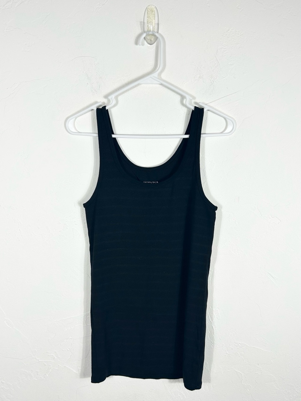 Merona Black Tone on Tone Striped Scoop Neck Tank Top Size L Large Basic Knit